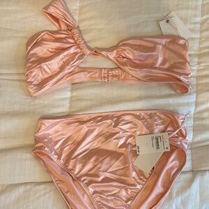 Good American Pink Bikini and Cover Up Set